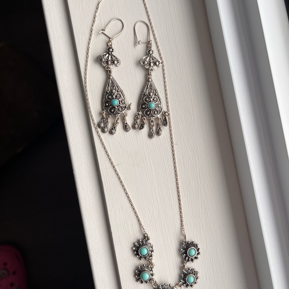 Sterling Silver stamped 925!and Turquoise Jewelry Set
